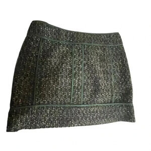 J. Crew Wool Blend Green Tweed Mini Skirt • Size 4